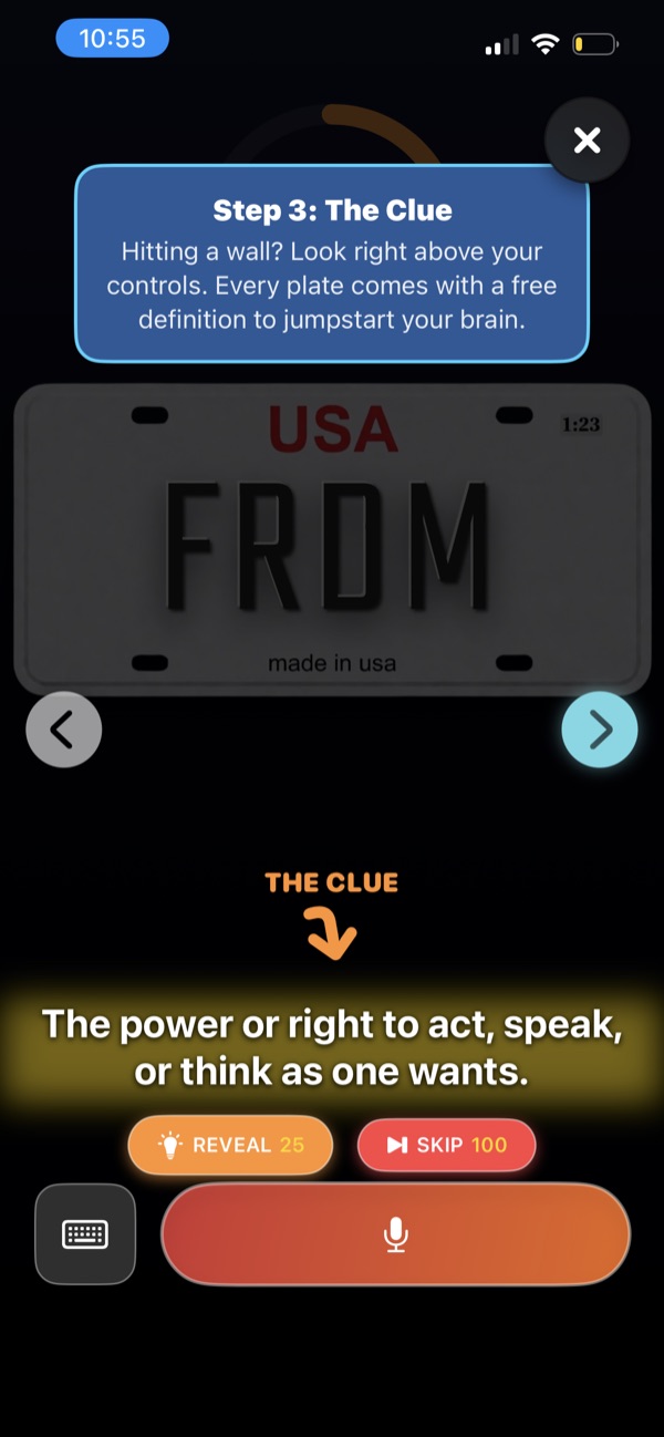 Step 3 — The Clue: a free definition on every plate
